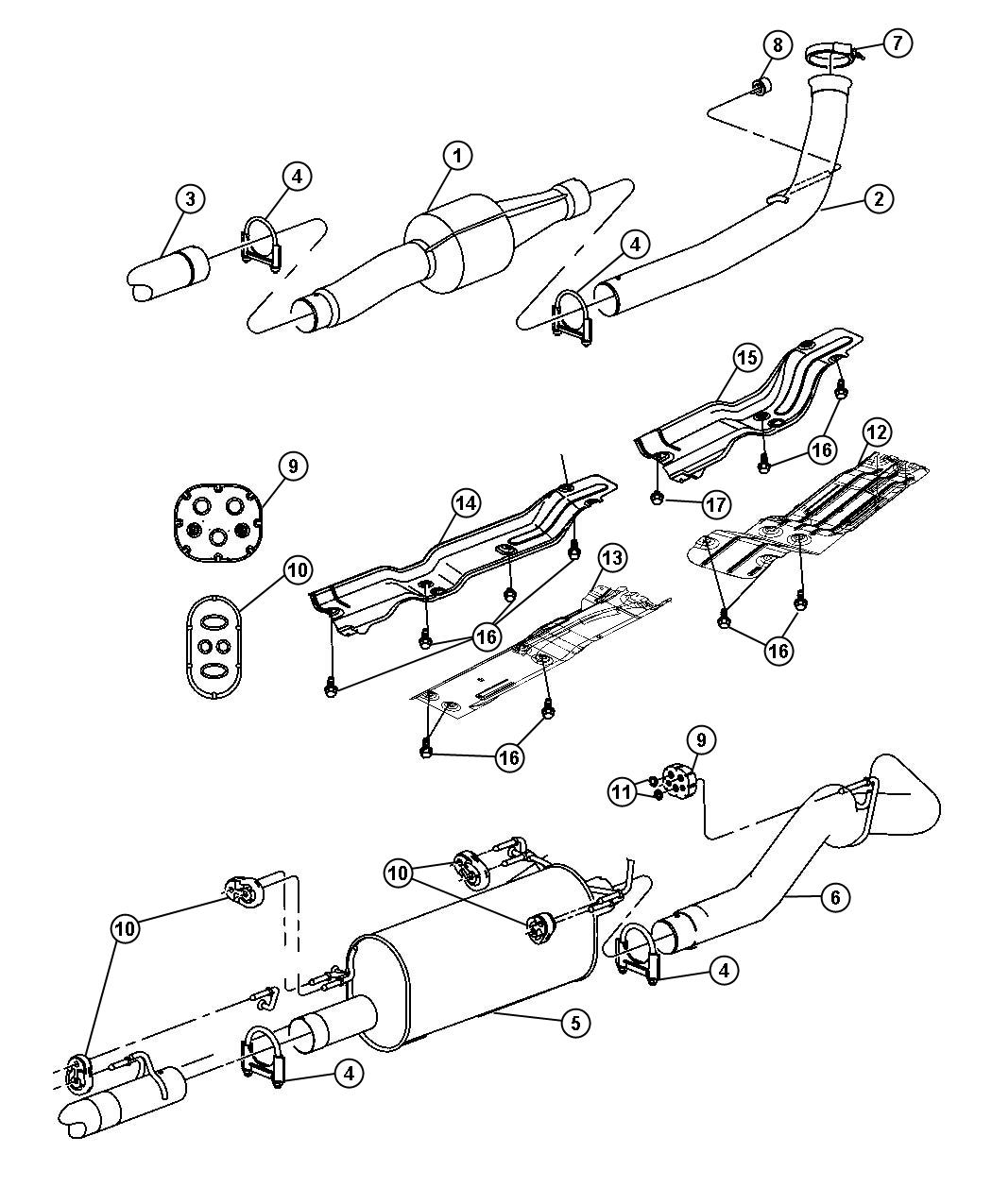 Diagram Exhaust System 5.9L [5.9L I6 HO CUMMINS TD ENGINE]. for your 2003 Chrysler 300  M 