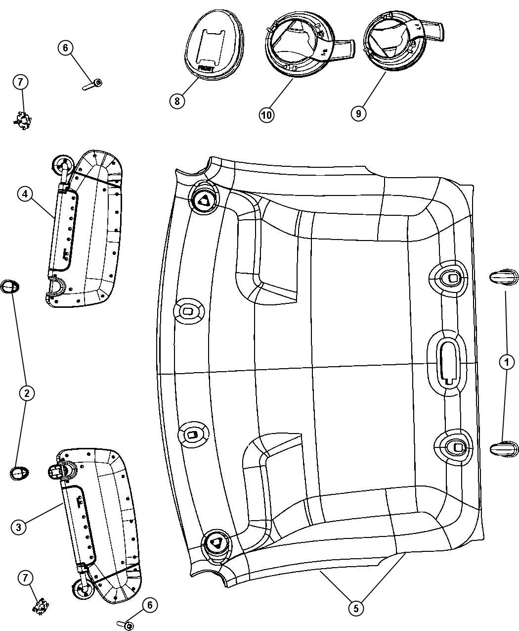 Headliners and Visors. Diagram