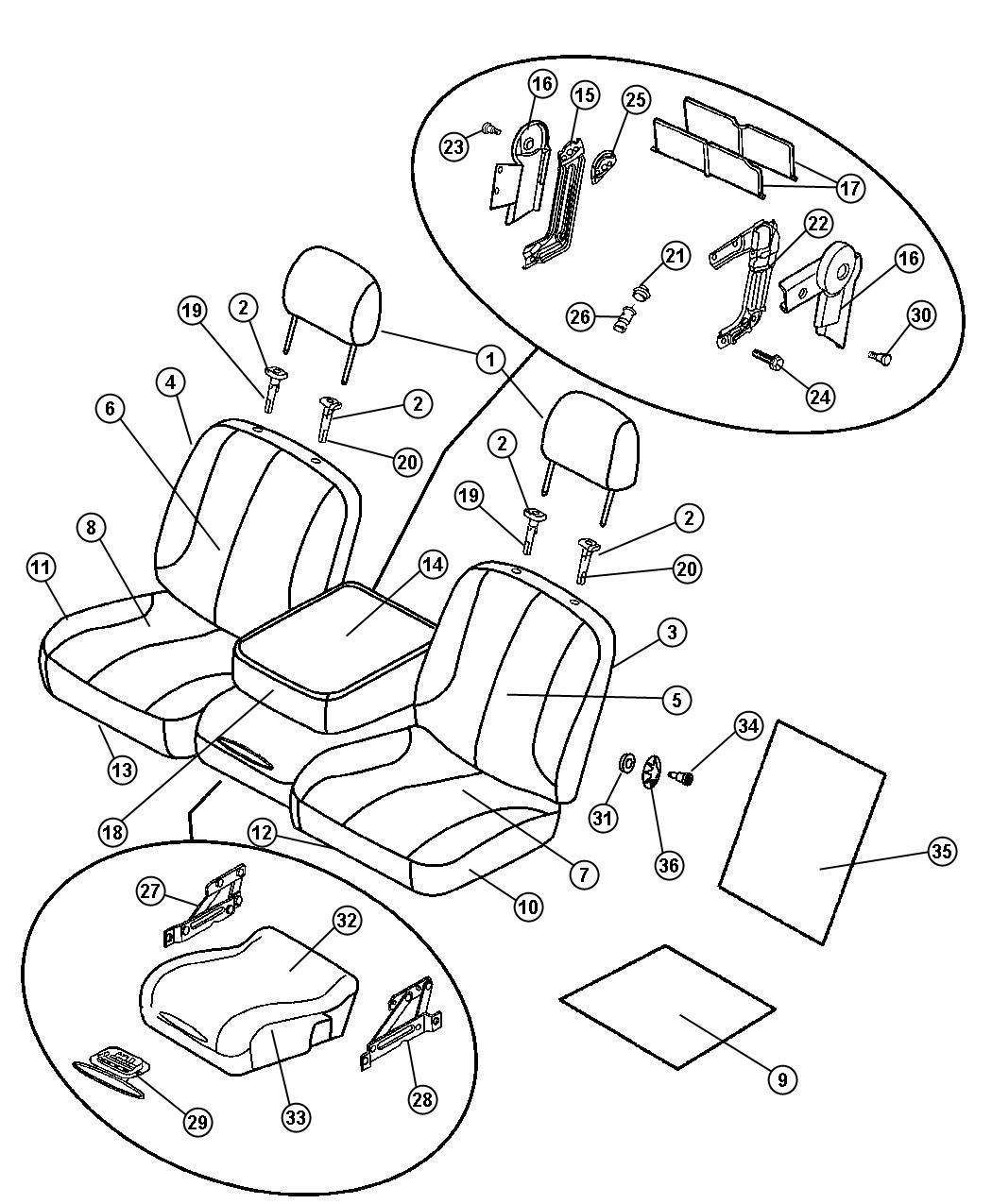 Front Seat - Split Seat - Trim Code [VL]. Diagram