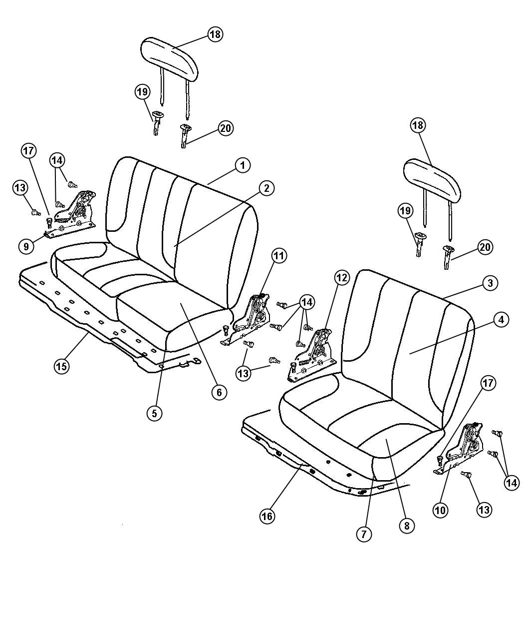 Diagram Rear Seat - Split Seat - Trim Code [CJ]. for your Dodge