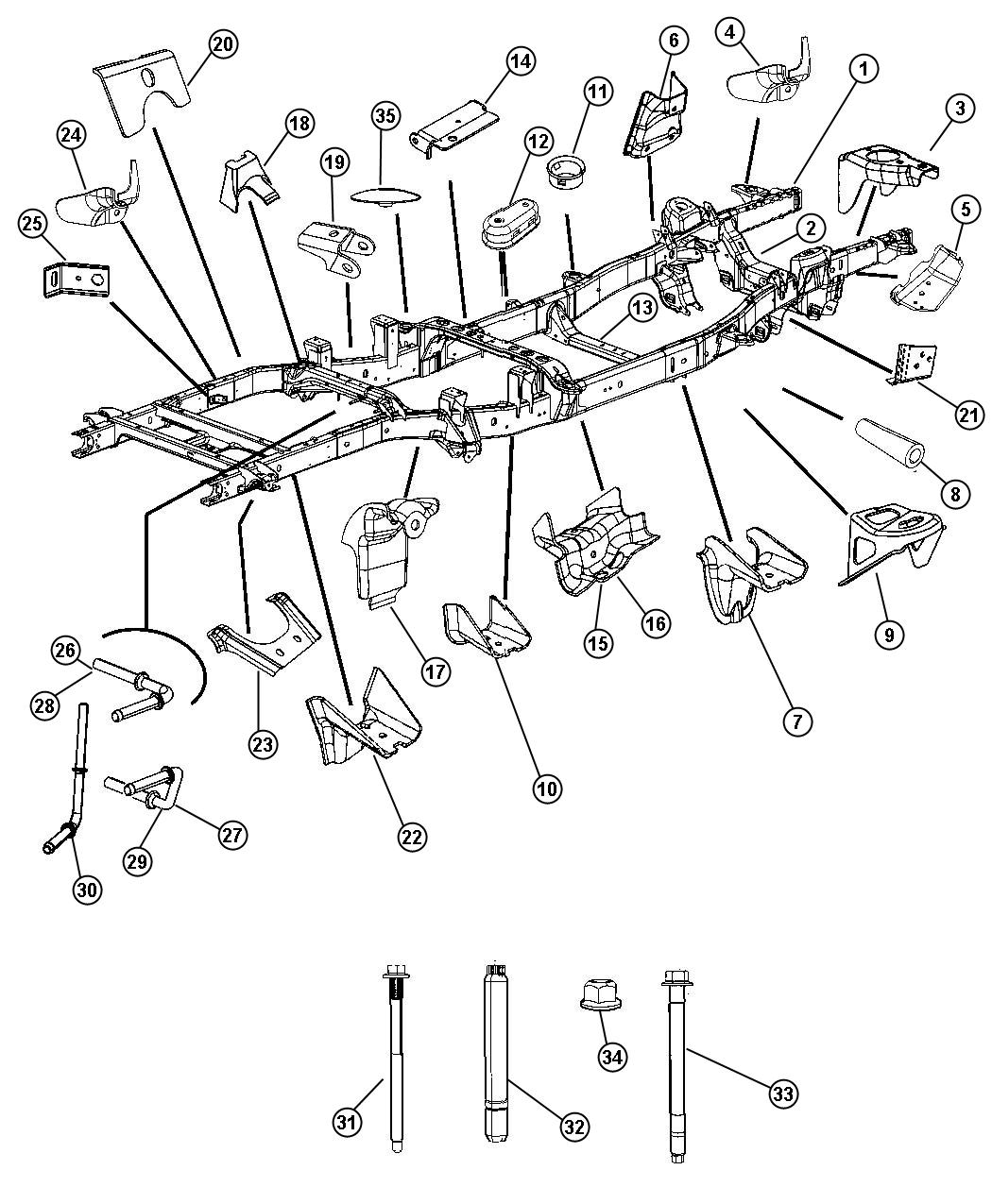 Diagram Frame, Complete, 140.5 Inch Wheel Base. for your Dodge Ram 3500  