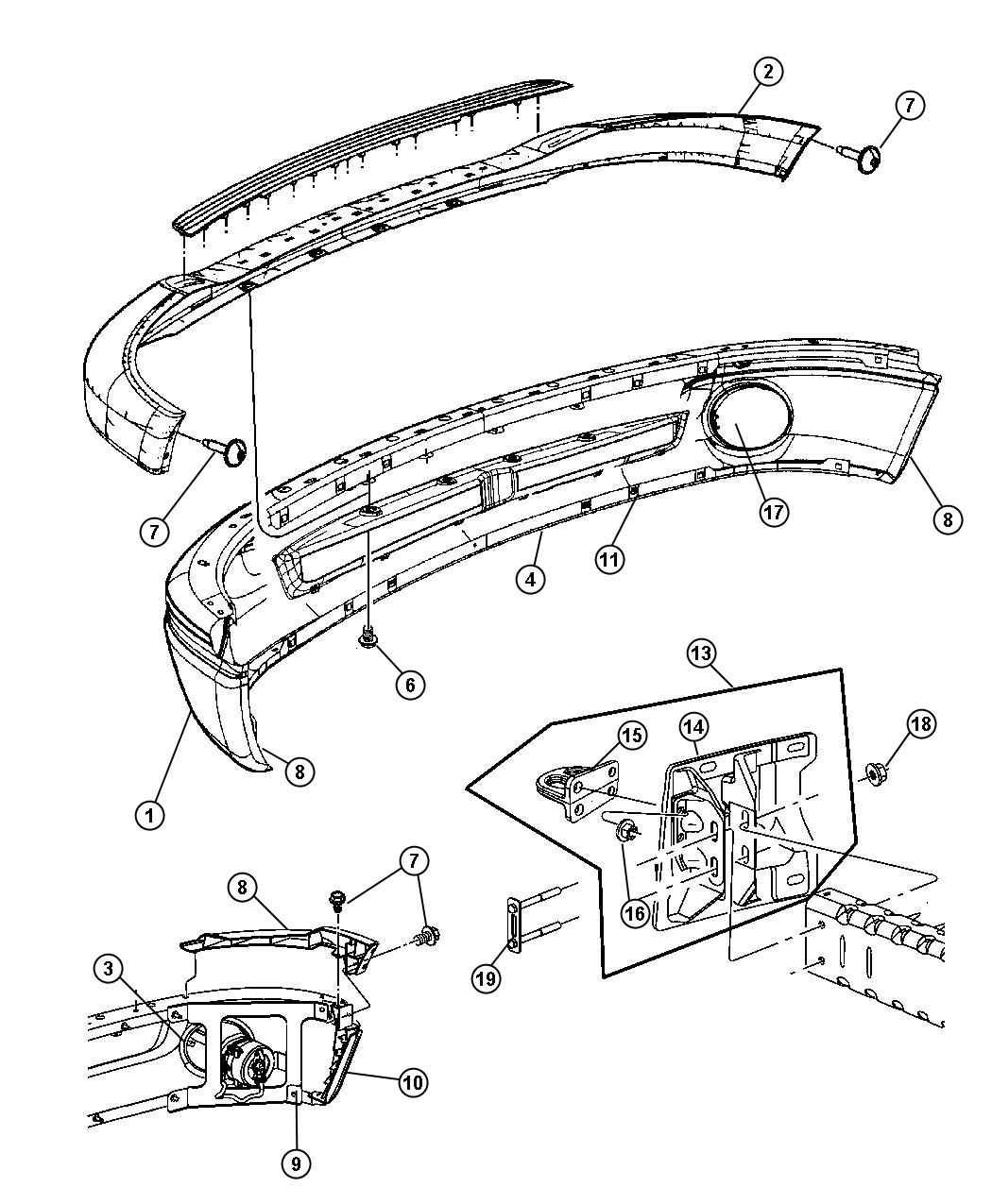 Diagram Fascia, Front, Bright. for your 2003 Dodge Ram 1500   