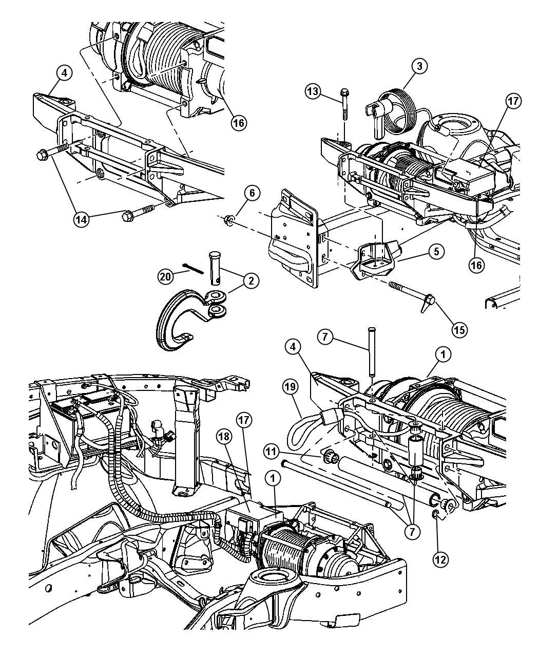 Diagram Winch, Front. for your 2018 Dodge Durango   