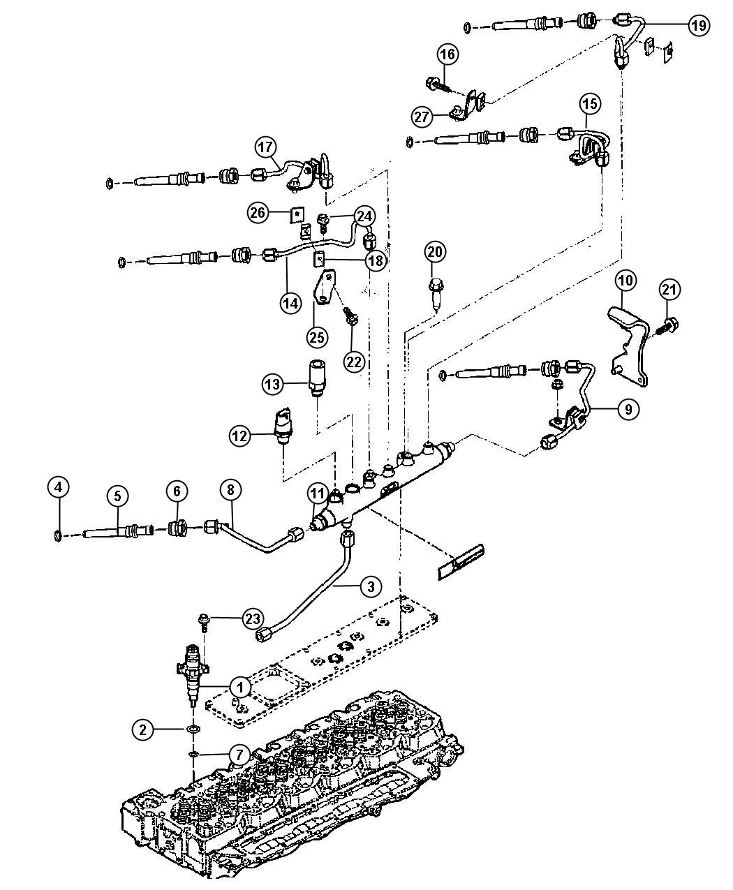 Diagram Fuel Injection Plumbing 5.9L [5.9L I6 HO CUMMINS TD ENGINE]. for your 2008 Dodge Charger   