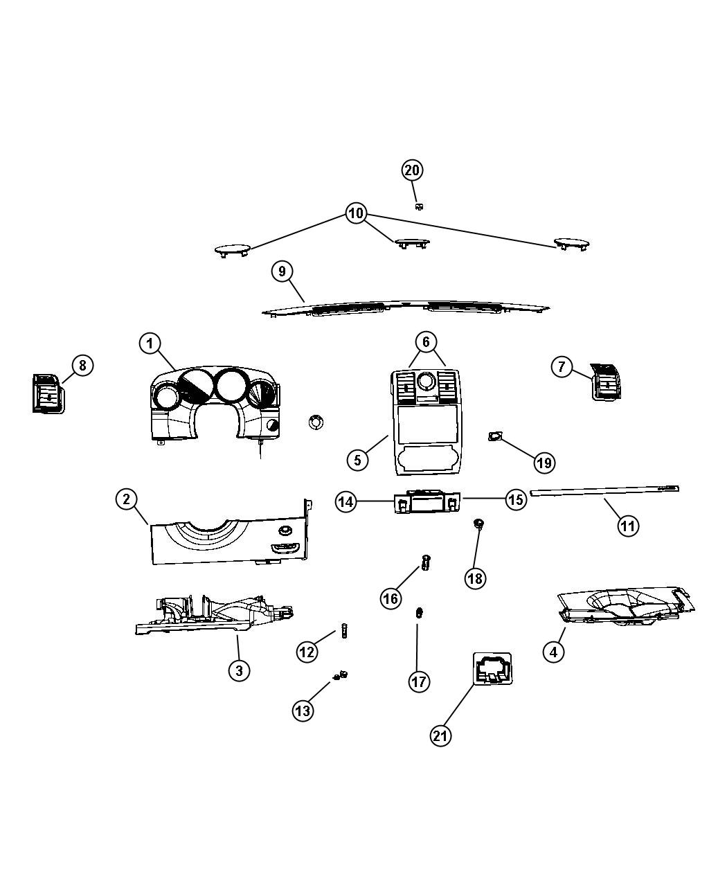 Diagram Instrument Panel Trim. for your Chrysler