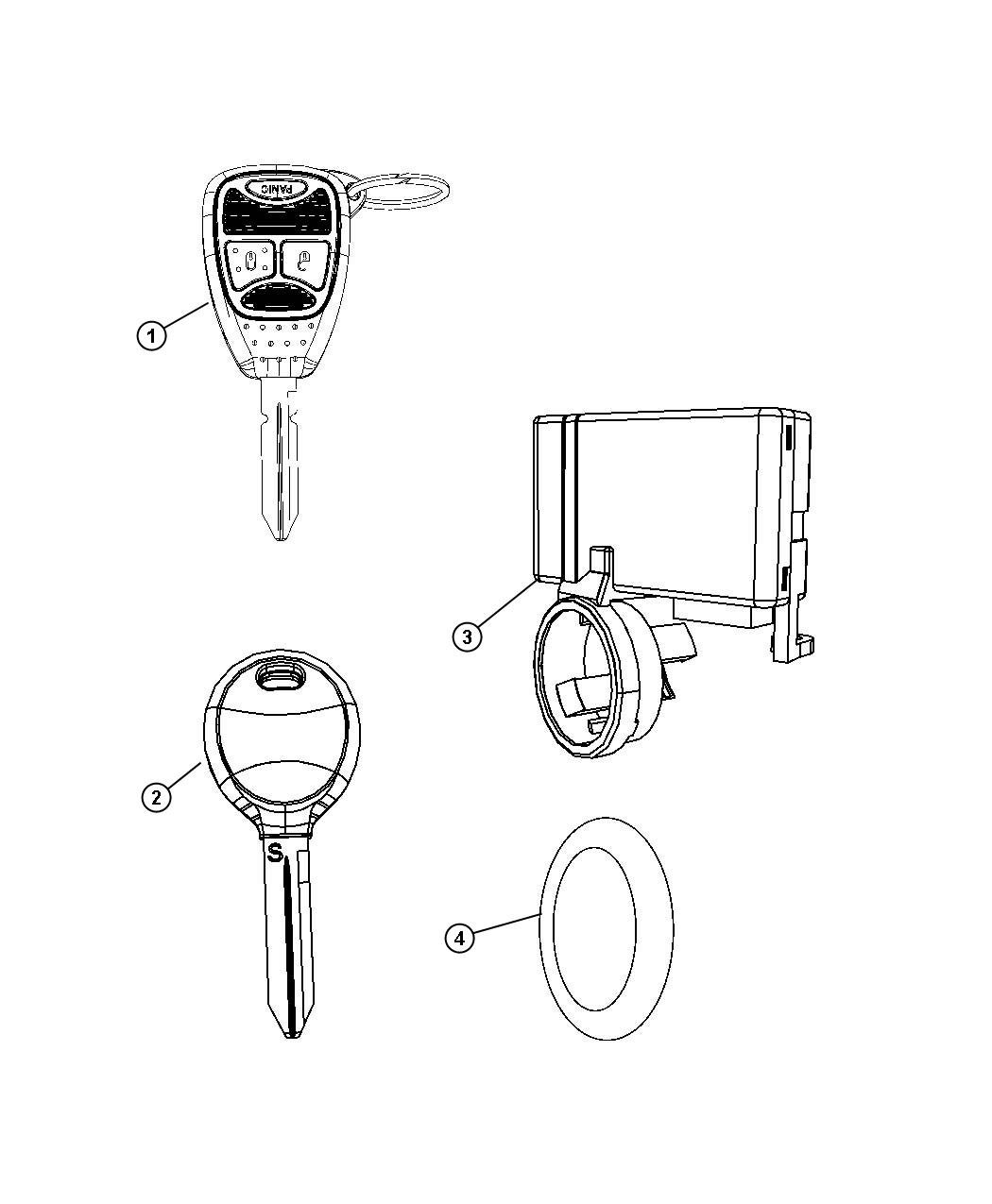 Receiver Module, Keys and Key FOBS. Diagram