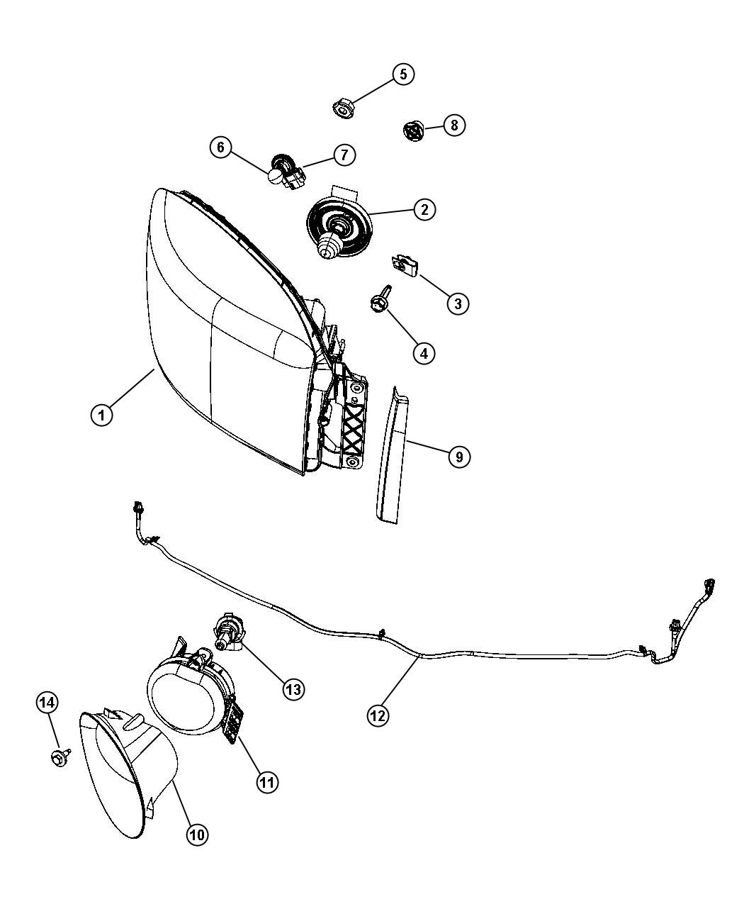 Diagram Lamps Front. for your Dodge