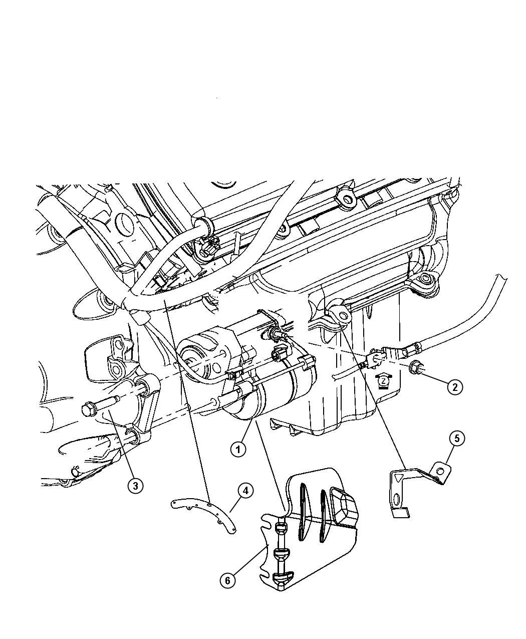 Diagram Starter and Related Parts 5.7L [5.7L HEMI VCT Engine][5.7L V8 HEMI MDS VVT ENGINE], 6.1L [6.1L V8 SRT HEMI ENGINE]. for your 2008 Dodge Charger   