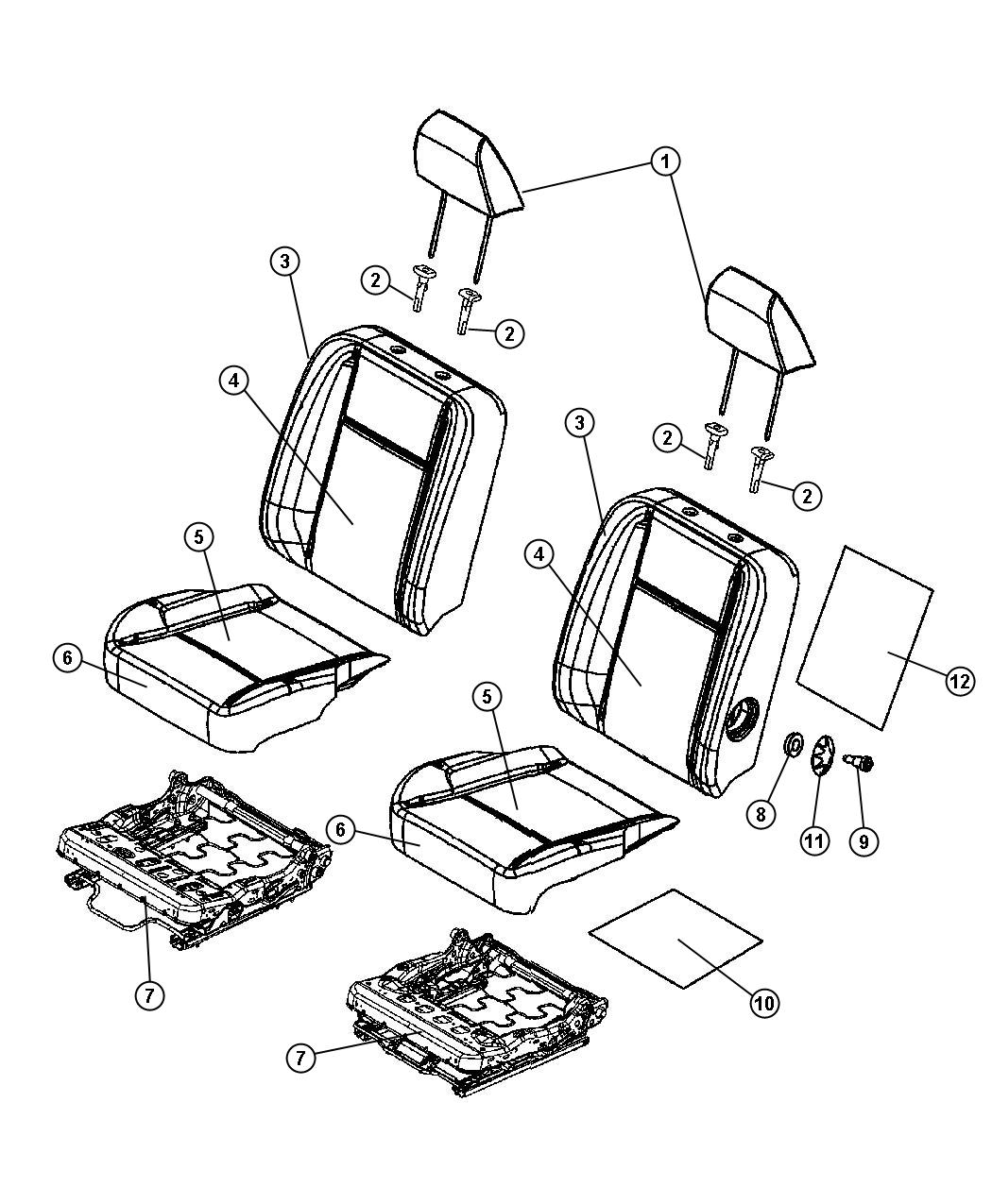 Front Seat - Bucket - Trim Code [GJ]. Diagram