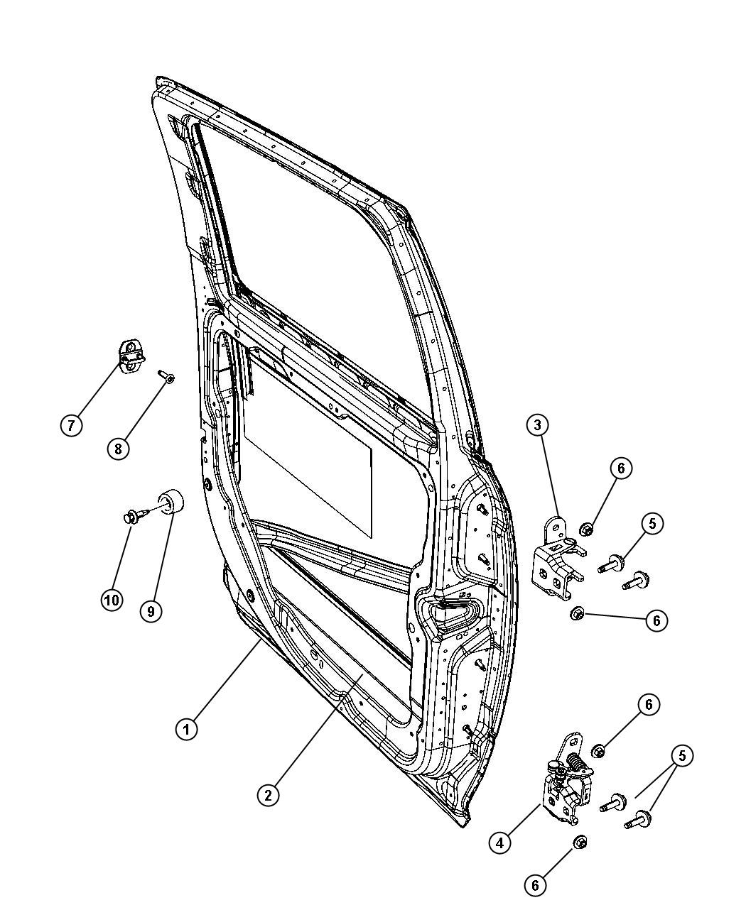 Diagram Rear Door, Shell and Hinges. for your Dodge