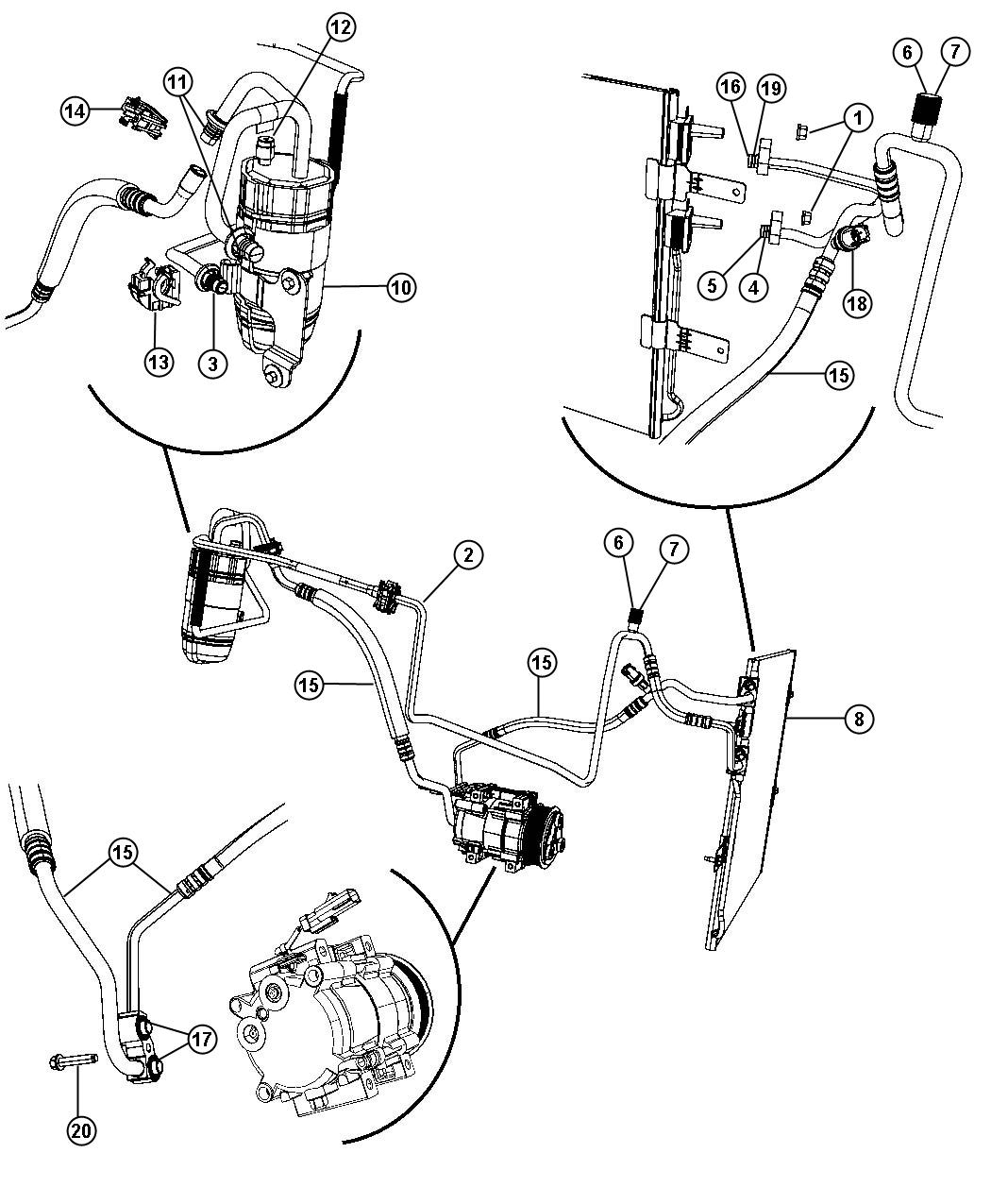 Diagram A/C Plumbing. for your 2005 Dodge Ram 1500   