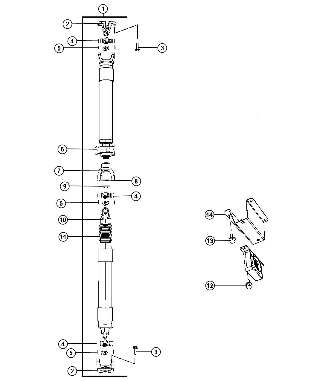 Diagram Shaft,Drive,Rear,2-Piece,Line 4,5,Body 43,63,64. for your Dodge Ram 5500  