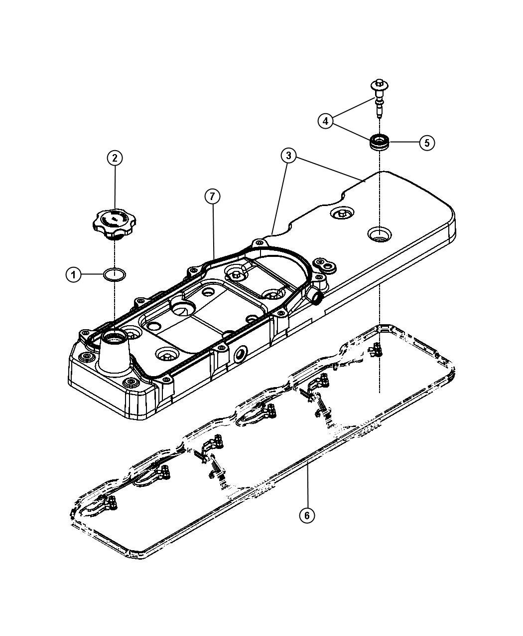 Diagram Cylinder Head Cover 6.7L Diesel [6.7L Cummins Turbo Diesel Engine]. for your 2004 Chrysler 300  M 