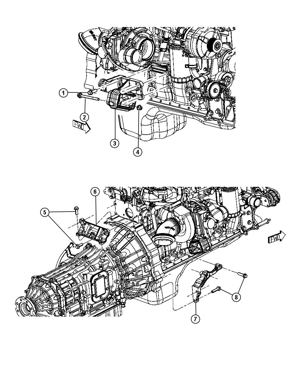 Diagram Engine Mounting Right Side 4WD 6.7L Diesel [6.7L Cummins Turbo Diesel Engine]. for your 2000 Chrysler 300  M 