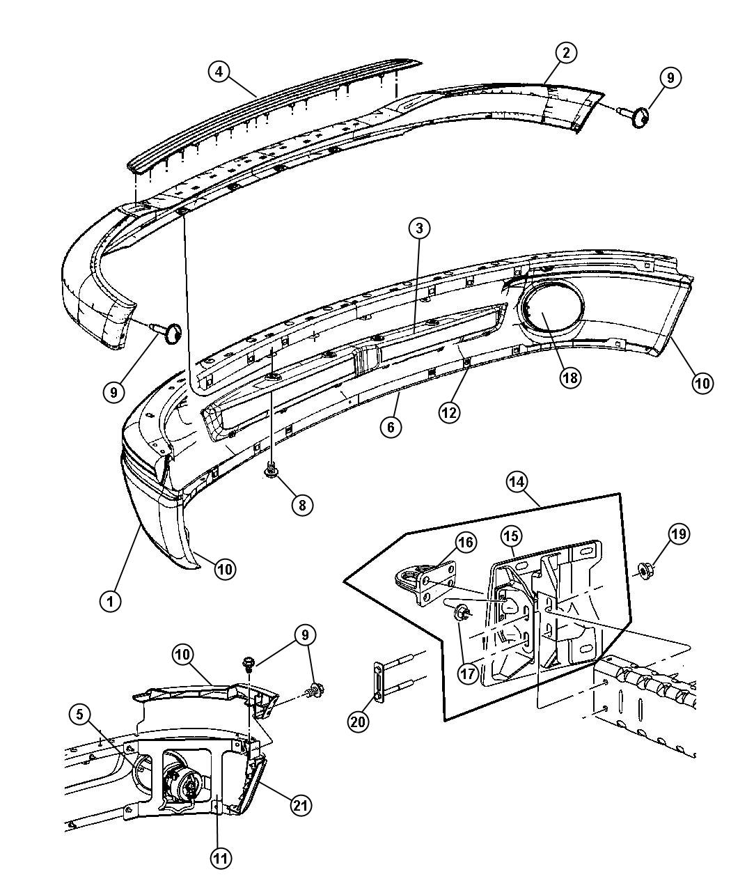 Diagram Fascia, Front. for your 2000 Dodge Ram 1500   