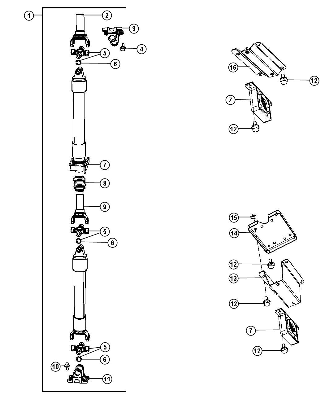 Diagram Shaft,Drive,Rear, 2-Piece,DH 2. for your 2002 Chrysler 300  M 