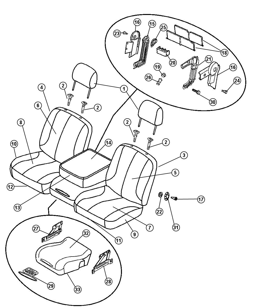 Front Seat - Split Seat - Trim Code [M9]. Diagram