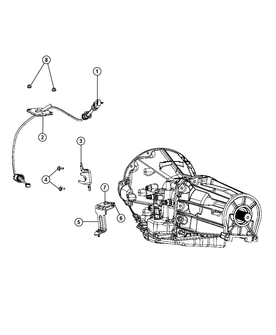 Diagram Gearshift Lever, Cable and Bracket. for your Dodge NITRO  