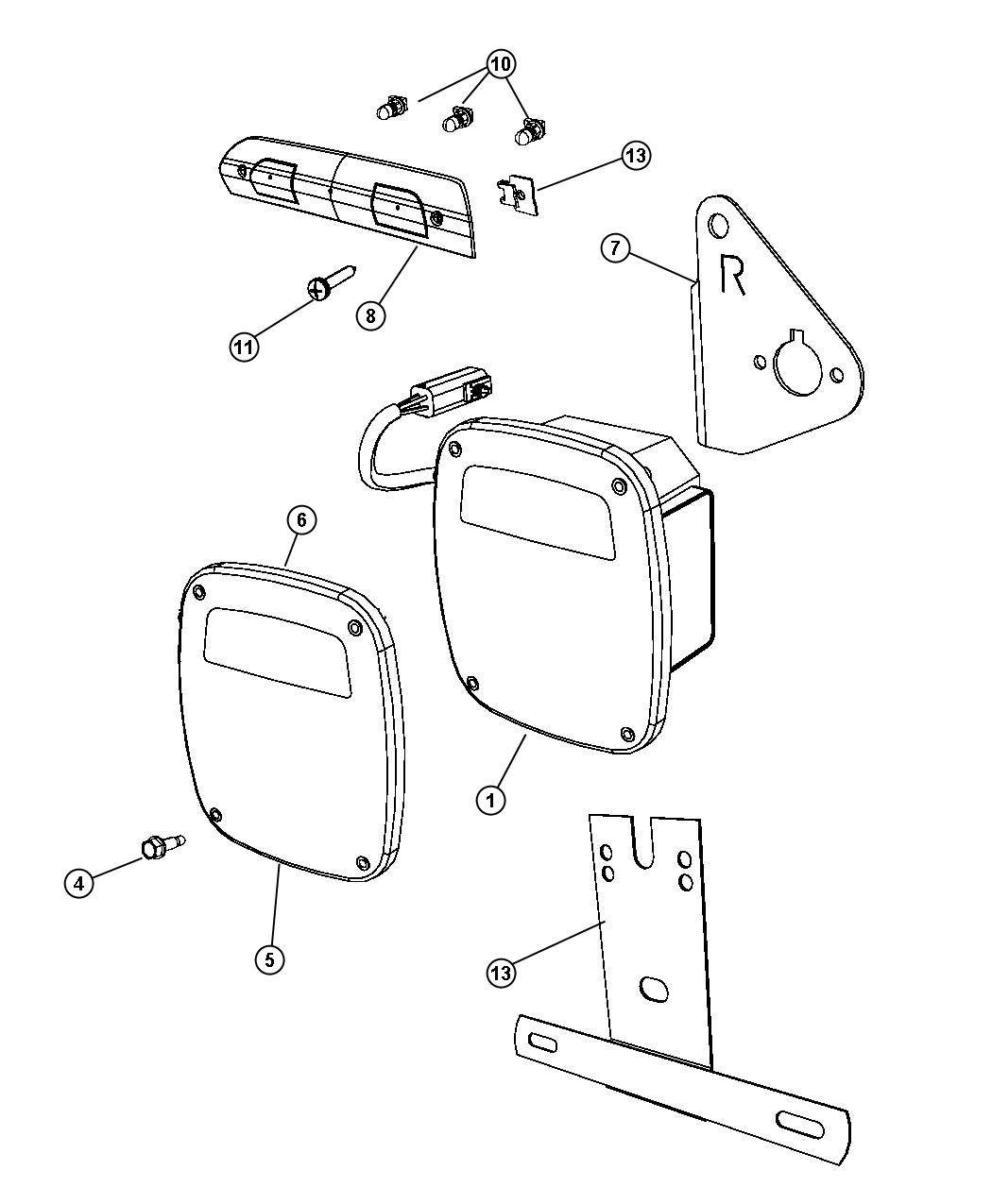 Lamps Rear Cab and Chassis. Diagram