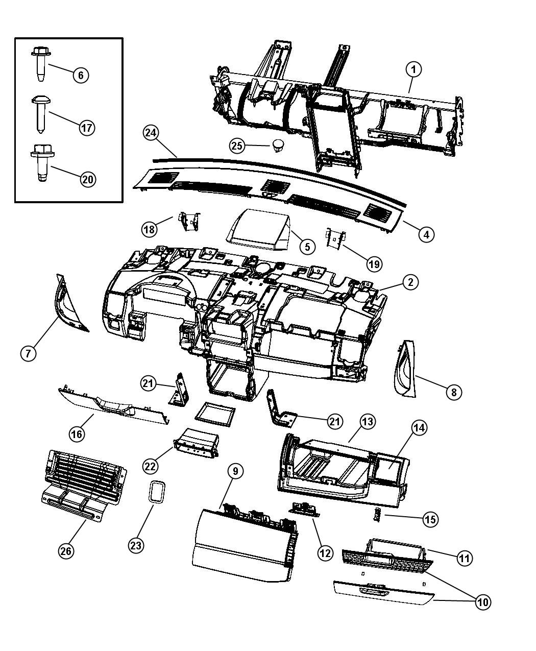 Diagram Instrument Panel and Structure. for your Dodge Grand Caravan  