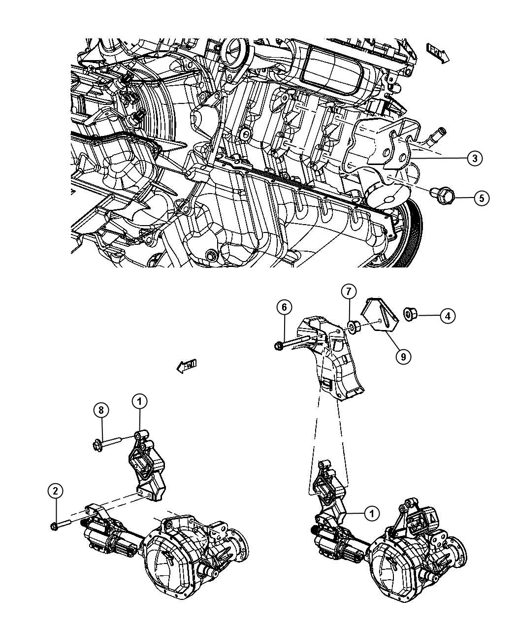 Engine Mounting Right Side 4WD 5.7L [5.7L Hemi VCT MDS Engine]. Diagram