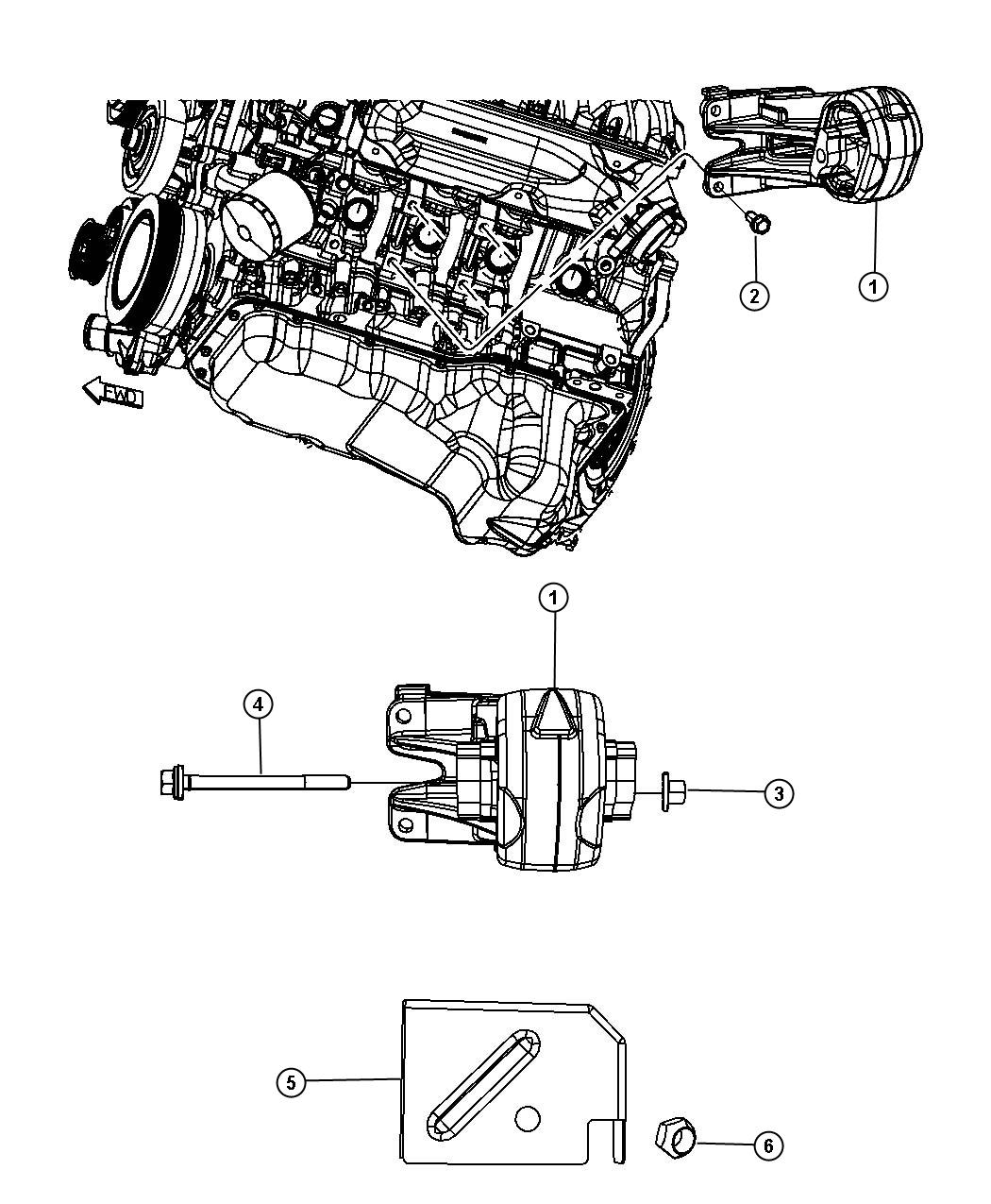 Diagram Engine Mounting Left Side RWD/2WD 5.7L [5.7L Hemi VCT MDS Engine]. for your Dodge