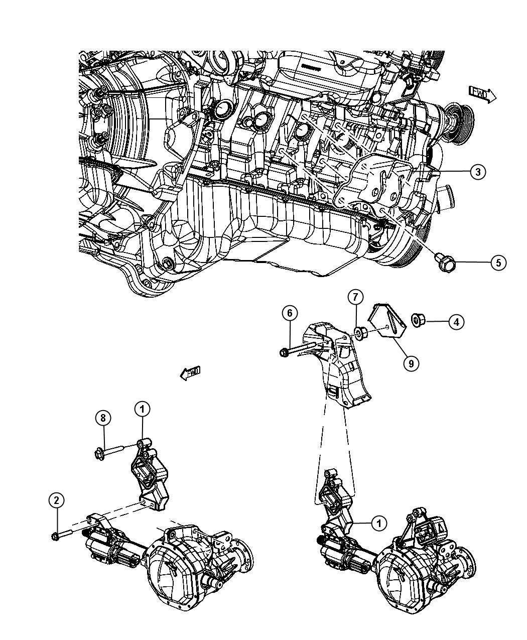 Diagram Engine Mouting Right Side 4WD 4.7L [4.7L V8 Engine]. for your Dodge