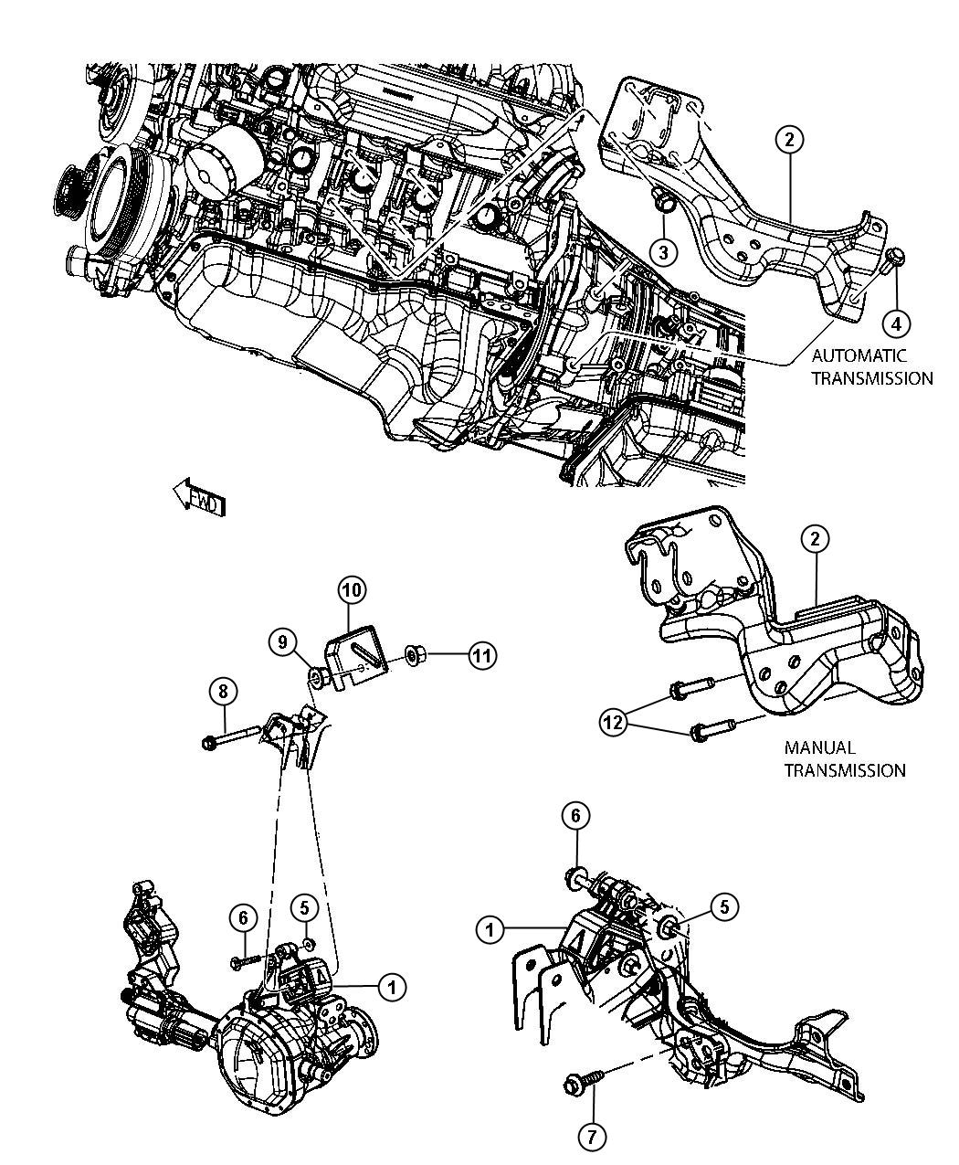 Diagram Engine Mounting Left Side 4WD 4.7[4.7L V8 Engine]. for your Dodge