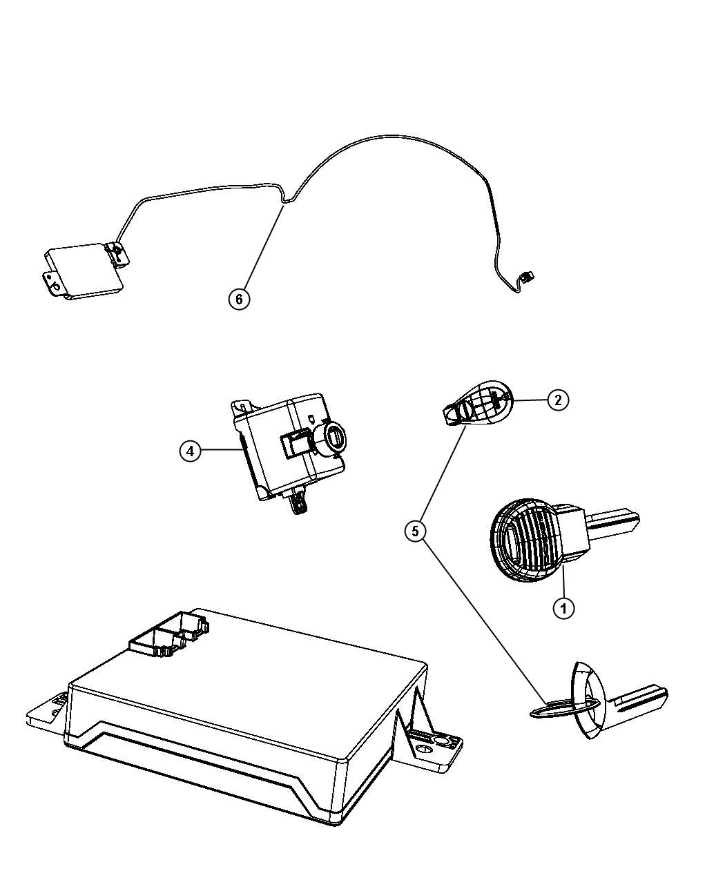 Diagram Receiver Modules, Keys, and Key FOBS. for your 2012 Jeep Grand Cherokee 5.7L V8 4X4  