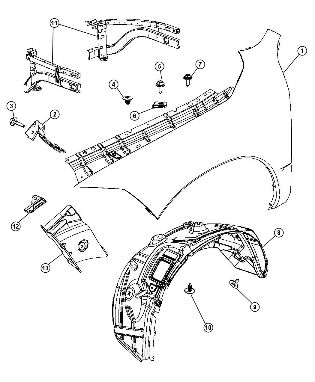 Diagram Front Fender. for your 2004 Ram 1500   