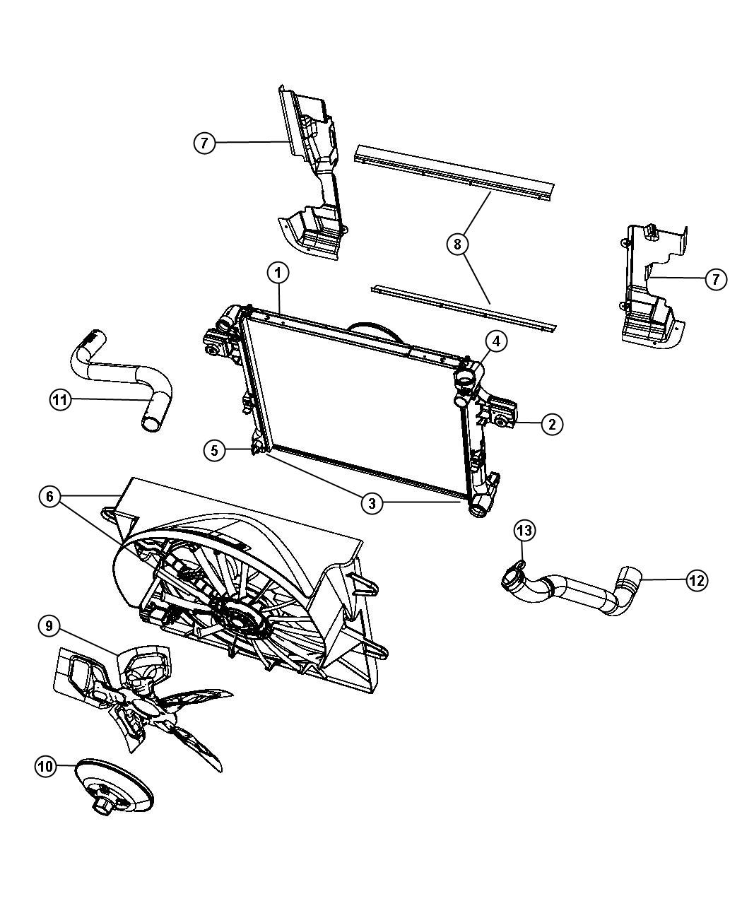 Radiator and Related Parts Gas. Diagram