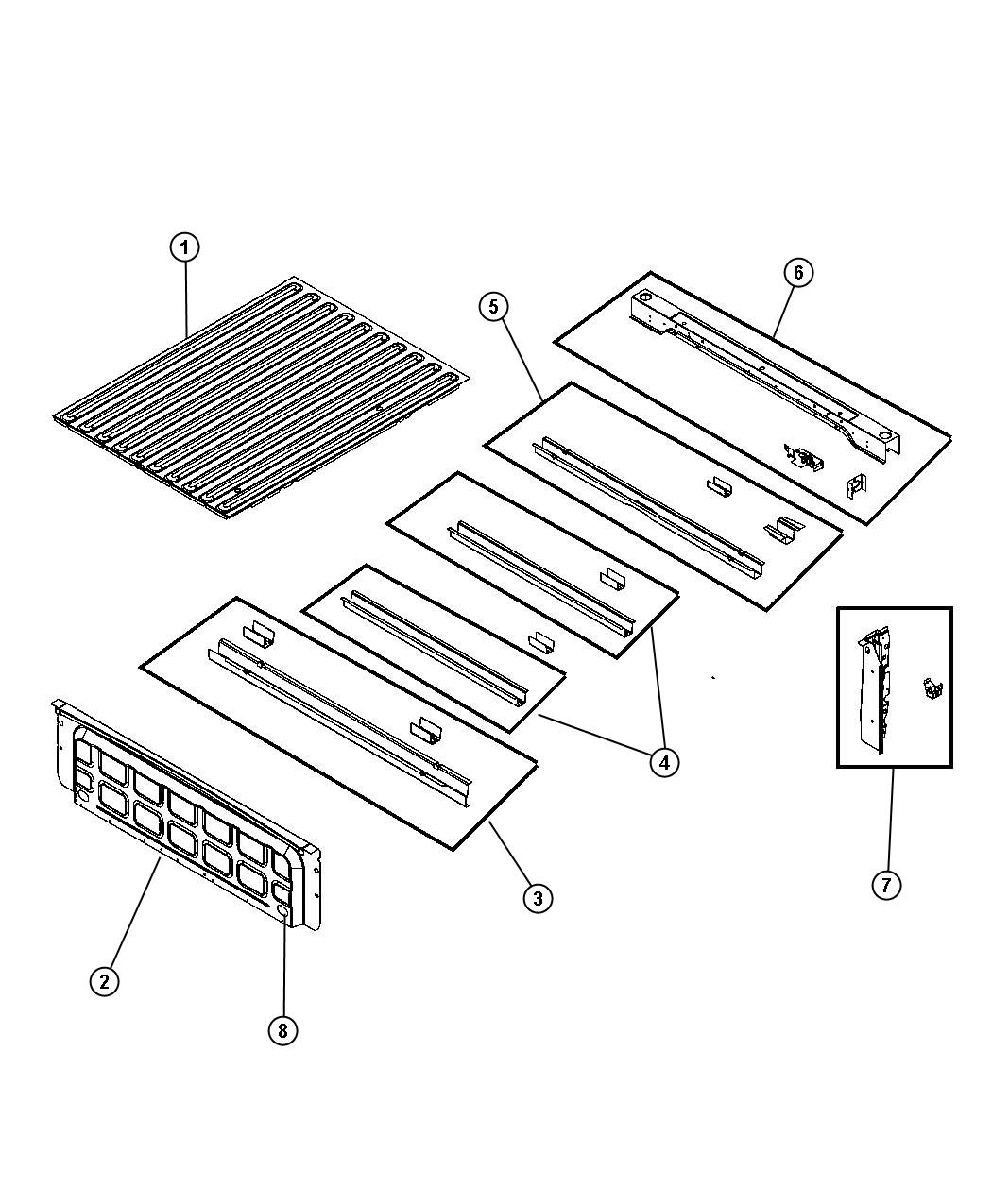 Diagram 6.5 Foot, Pick-up Box Crossmembers, Reinforcements. for your Chrysler 300  M