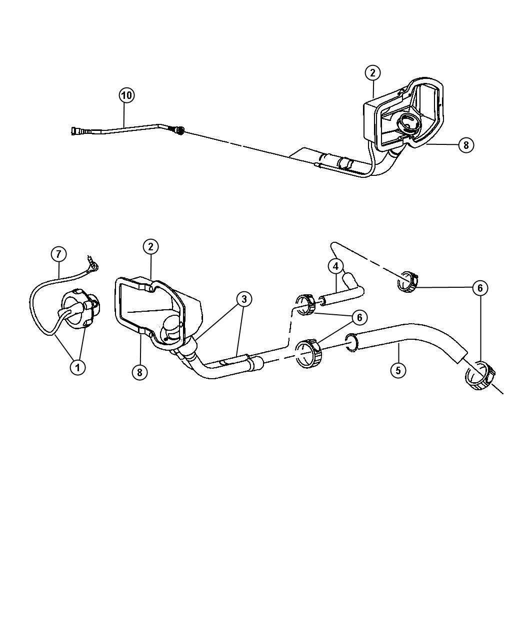 Fuel Filler Tube, 5.7 [5.7L V8 HEMI VVT ENGINE] 5.9L [5.9L I6 HO CUMMINS TD ENGINE]6.7L [6.7L Cummins Turbo Diesel Engine]. Diagram