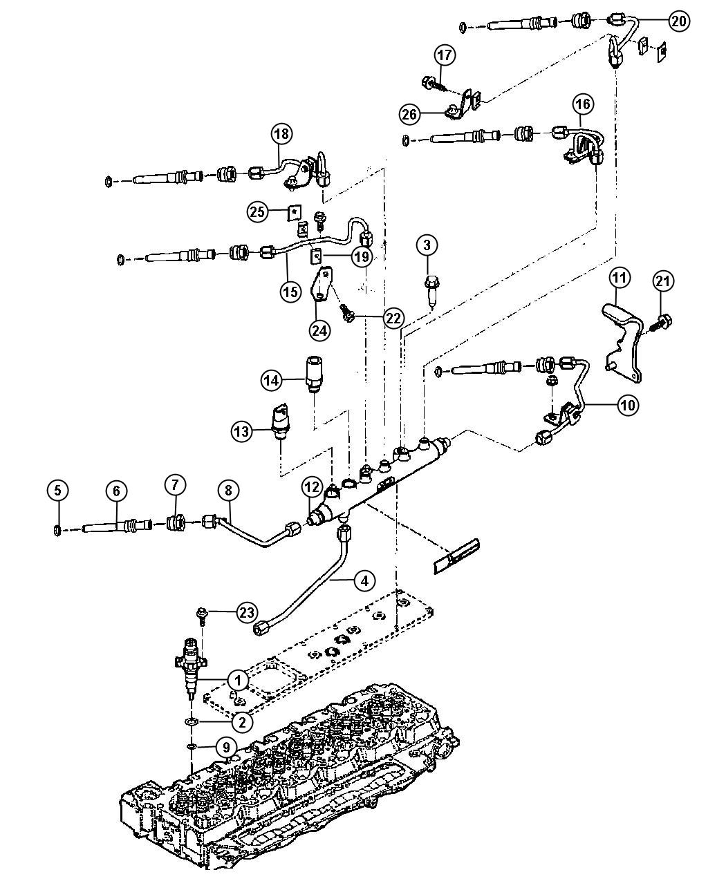 Diagram Fuel Injection Plumbing 5.9L [5.9L HO Cummins Turbo Diesel Engine]. for your 2008 Dodge Charger   