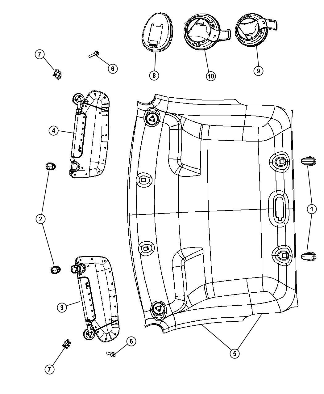 Headliners and Visors. Diagram