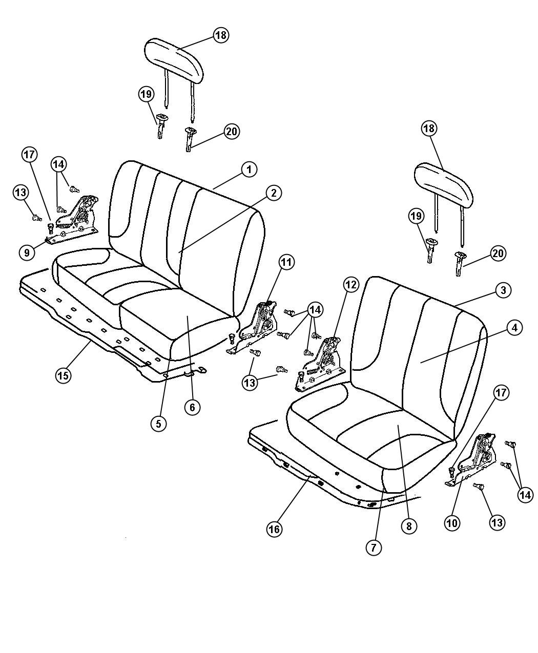 Diagram Rear Seat - Split Seat - Trim Code [CJ]. for your Dodge