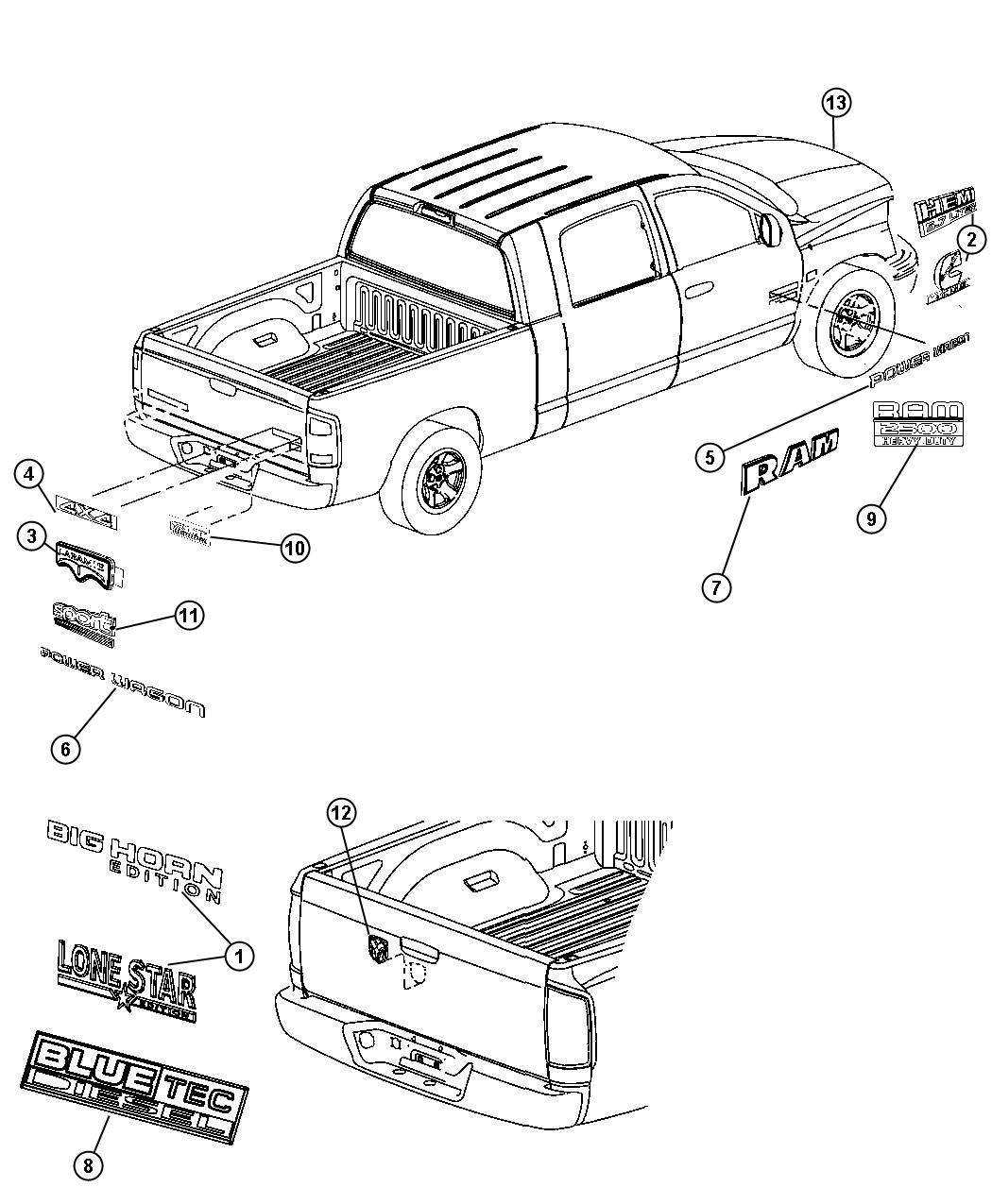 Diagram Nameplates, Emblems and Medallions. for your Fiat