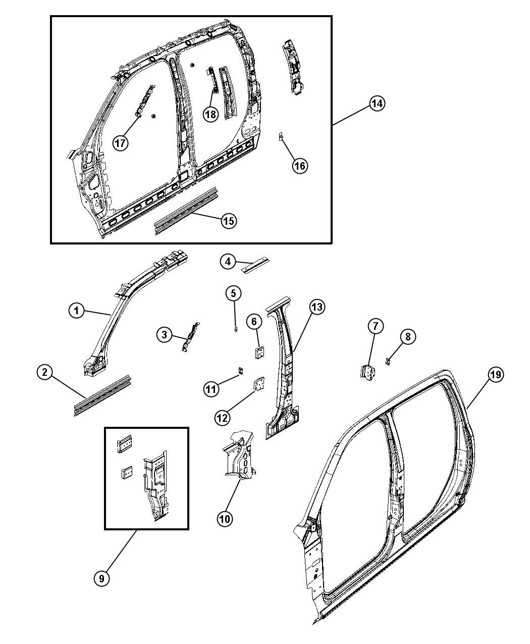 Diagram Front Aperture Panel 4-Door, Quad Cab. for your Dodge