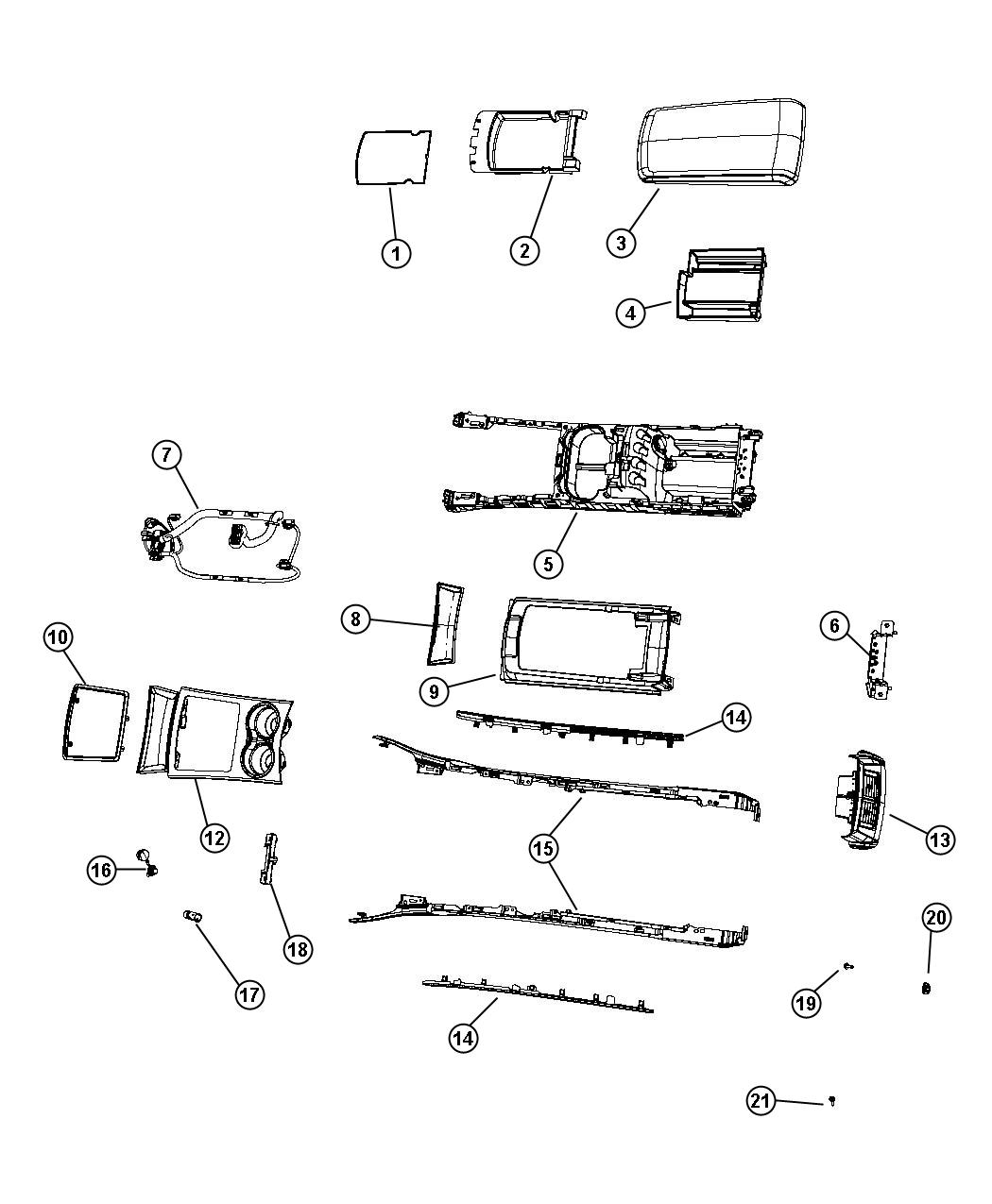 Diagram Floor Console Front. for your 2004 Chrysler 300  M 