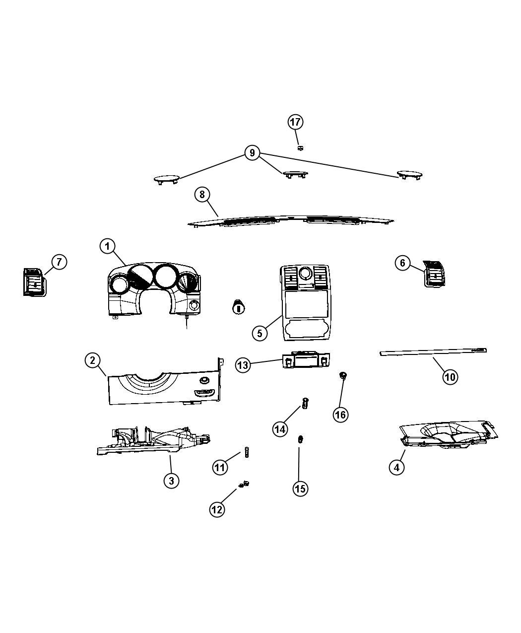 Diagram Instrument Panel Trim. for your Chrysler 300 M 