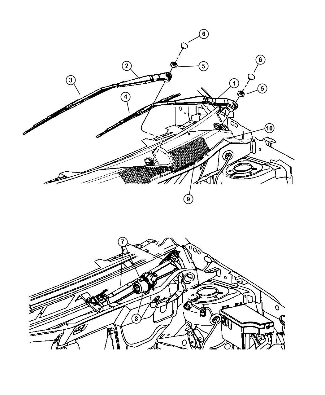 Diagram Front Wiper System. for your 2001 Chrysler 300  M 