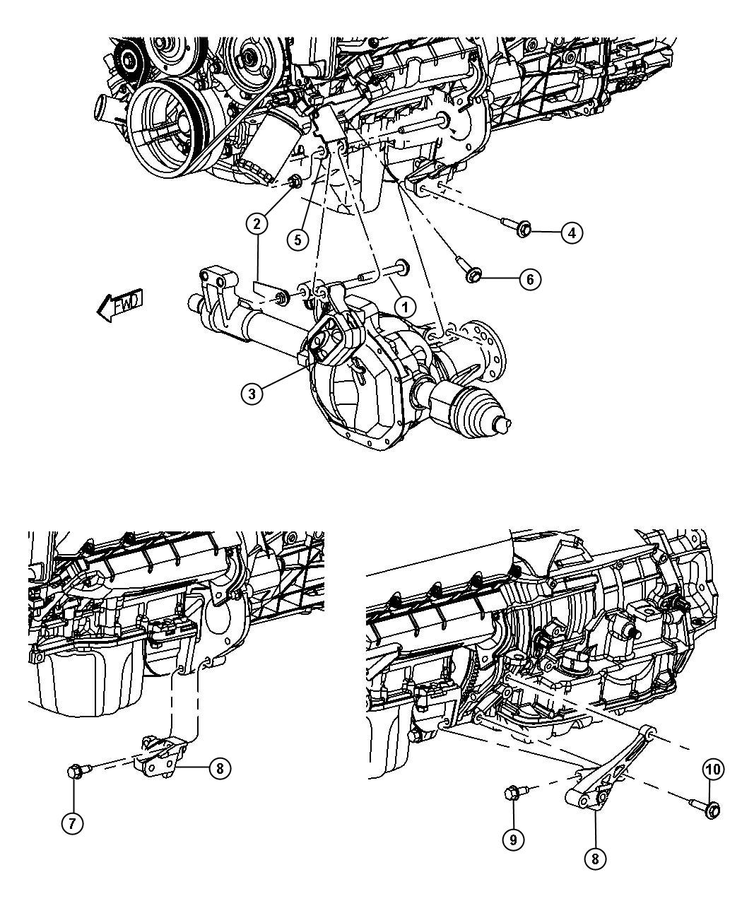 Diagram Engine Mounting Left Side AWD/4WD 3.7L [3.7L V6 Engine]. for your 2000 Chrysler 300  M 