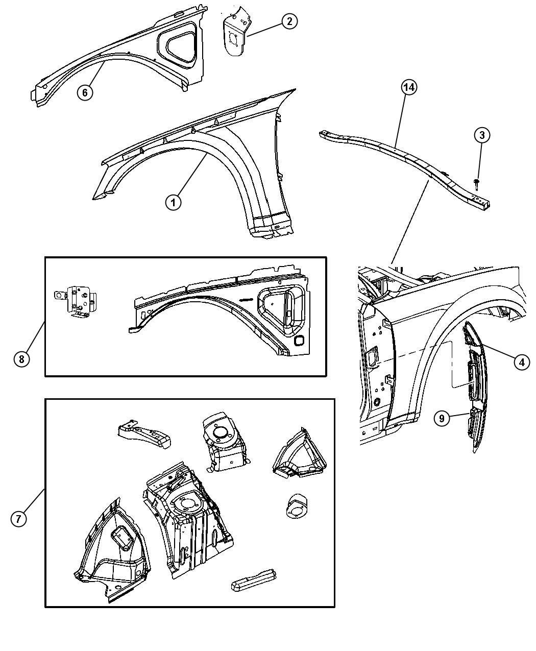 Diagram Front Fender. for your Dodge Challenger  