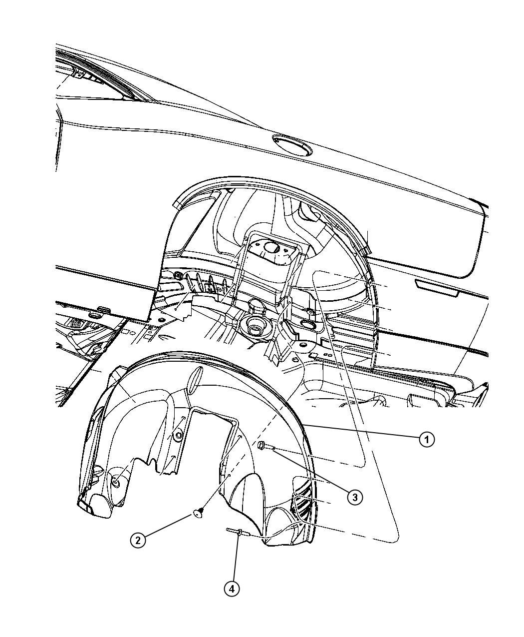 Diagram Rear Wheelhouse Shields. for your 2022 Dodge Durango   
