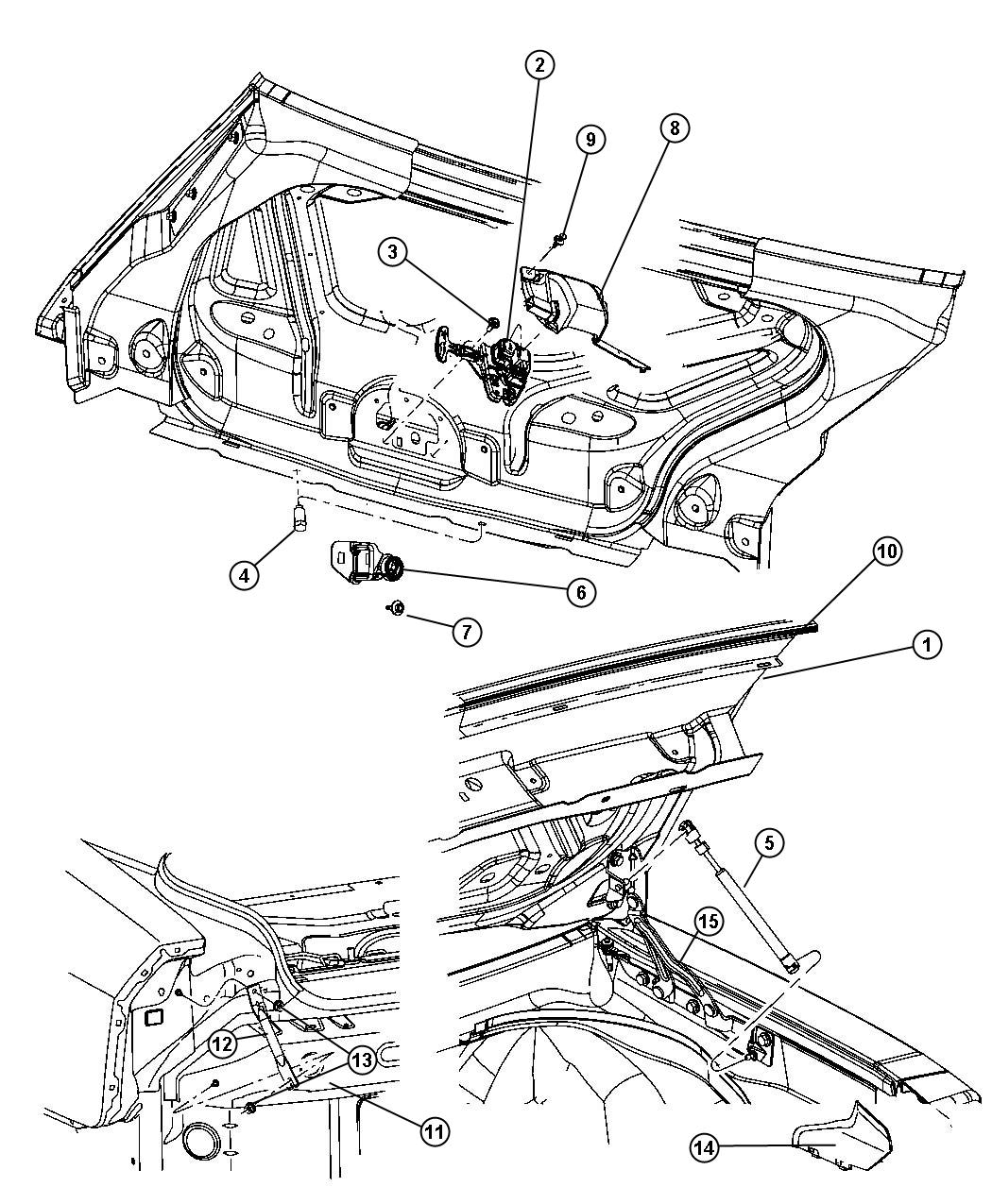 Diagram Deck Lid and Related Parts. for your 2018 Dodge Durango   