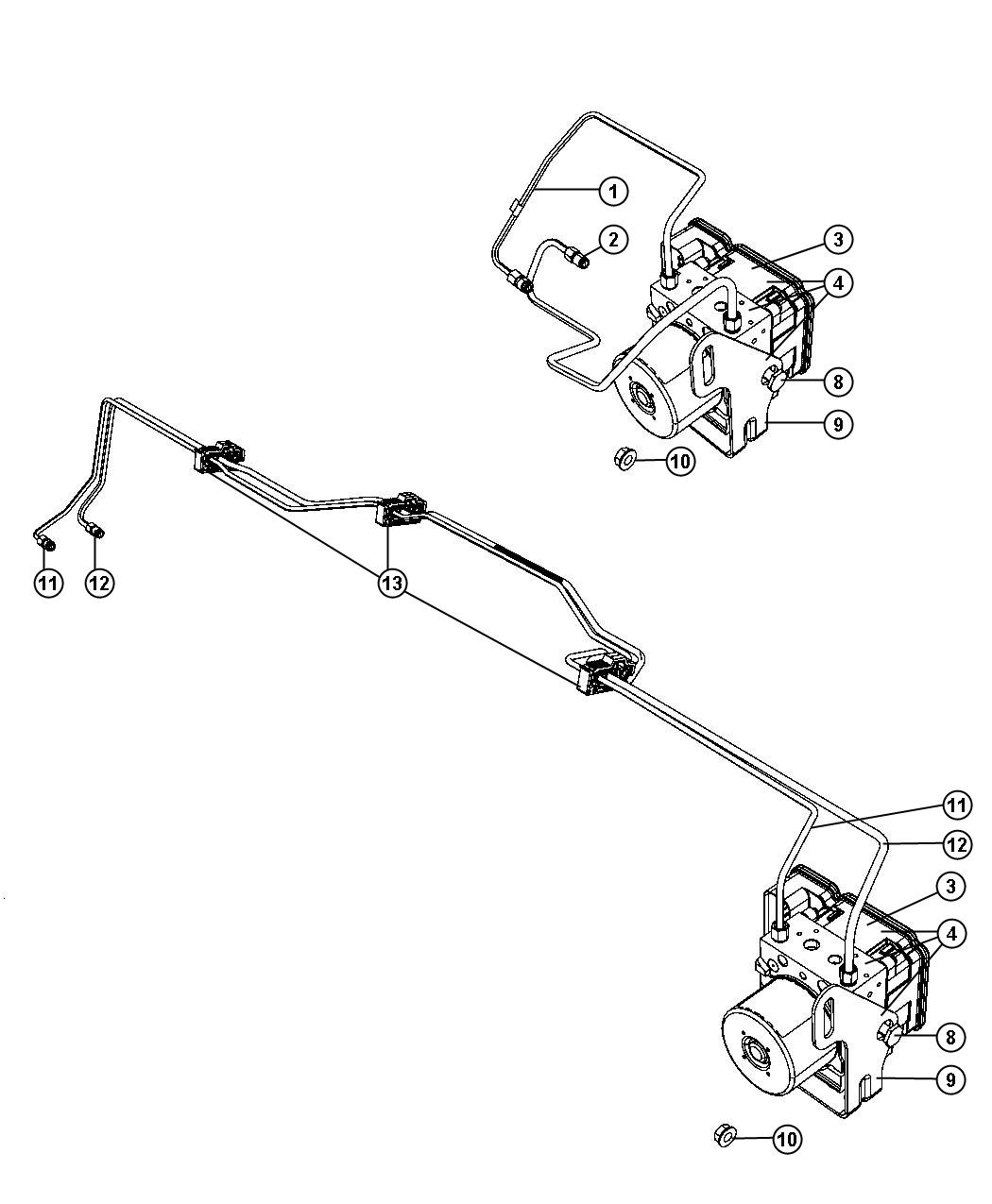 HCU and Brake Tubes to Master Cylinder. Diagram