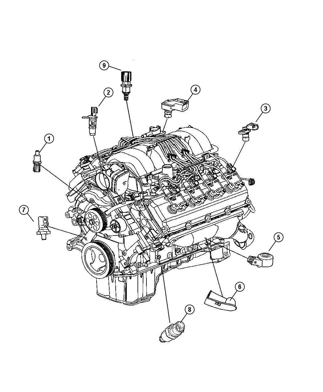 Diagram Sensors, Gas Engine. for your Jeep