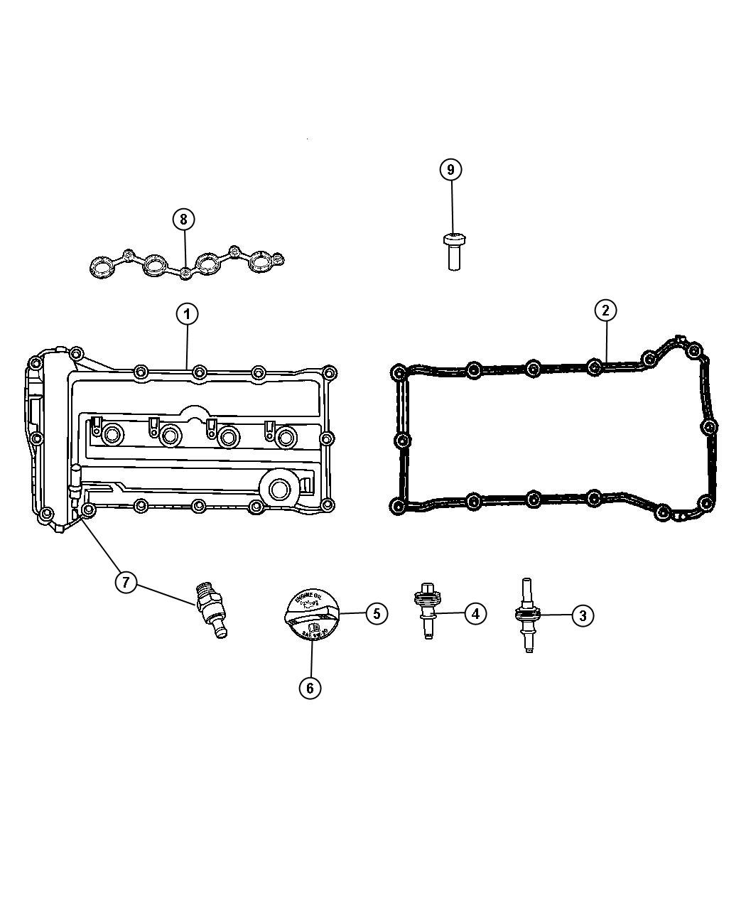 Diagram Cylinder Head Cover 2.4L [2.4L 4 Cyl PZEV 16V Dual VVT Engine]. for your 2002 Chrysler PT Cruiser   