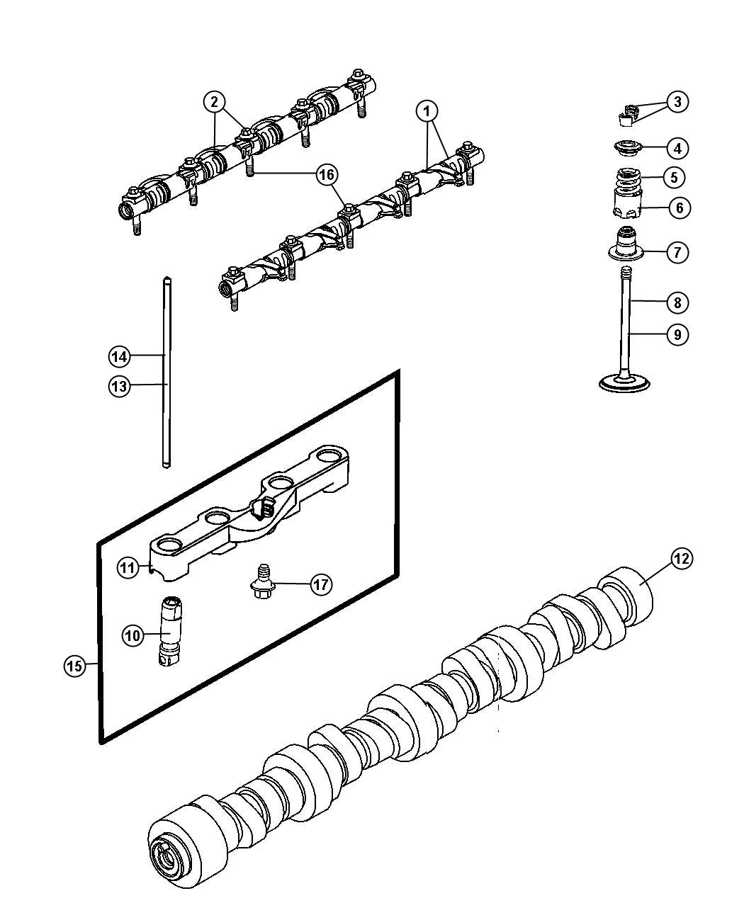 Diagram Camshaft And Valvetrain 6.1L [6.1L SRT HEMI V8 Engine]. for your 2009 Dodge Charger   