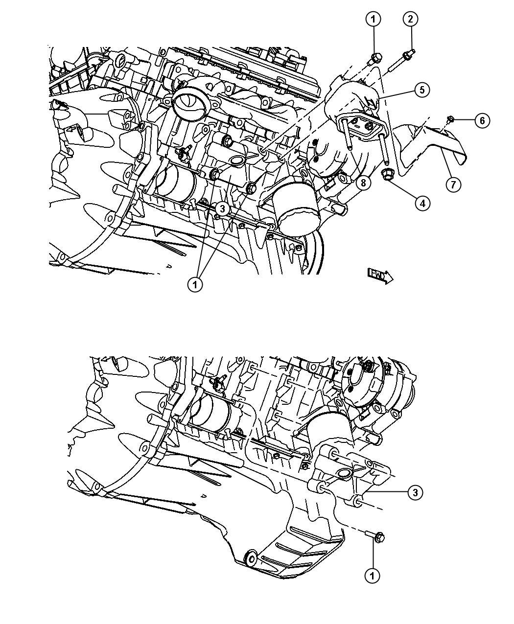 Diagram Engine Munting Right Side RWD/2WD 6.1L [6.1L SRT HEMI V8 Engine]. for your Dodge Charger  